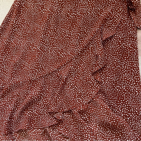 brick red spotted tiered midi skirt - Picture 2 of 4